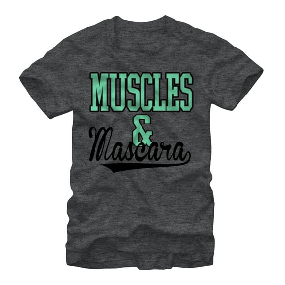 Women's CHIN UP Sporty Muscles and Mascara Boyfriend Graphic Tee Charcoal Heather Large