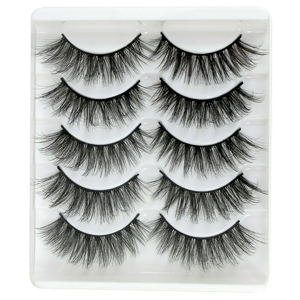 Fiudx Pestañas Postizas 3D, Gruesas y Rizadas, Suaves y de Aspecto Natural, Fáciles de Aplicar, Ideales para Selfies En Bodas y Fiestas, Realzan La Mirada, Paquete de 5 Pares.
