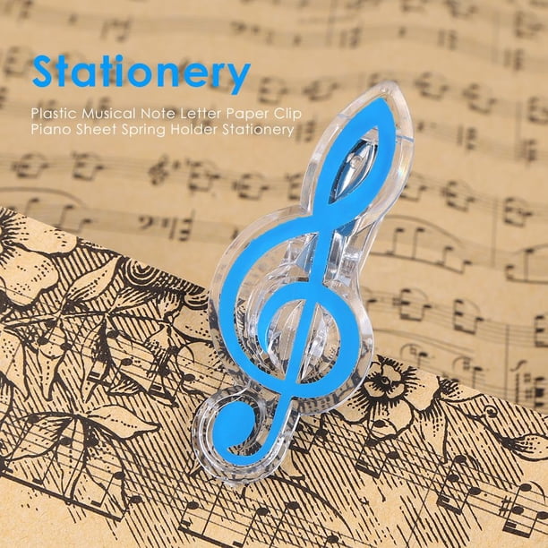 Tnstrumento Musical Soporte de resorte de hoja de piano con clip de papel de letra de nota musical de plástico (azul)