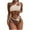Coffee, variant on UTSJKR Deals Women's Bikini Sets Cheeky Cutout One Shoulder High Waisted Two Piece Swimsuit Lace Up High Cut Bathing Suit Black M