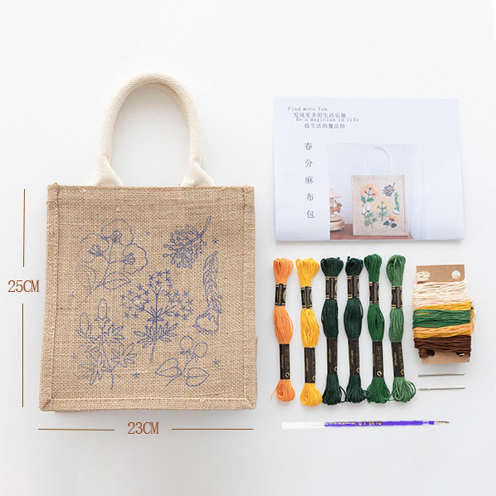 Embroidery Bag Kit Handmade Craft Organizer Bag Embroidery Projects Girls  Gift for Beginners , Type A 