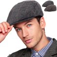 thumbnail image 2 of 2pack Adjustable Newsboy Hats For Men Flat Cap Mens Irish Cabbie Black, 2 of 4