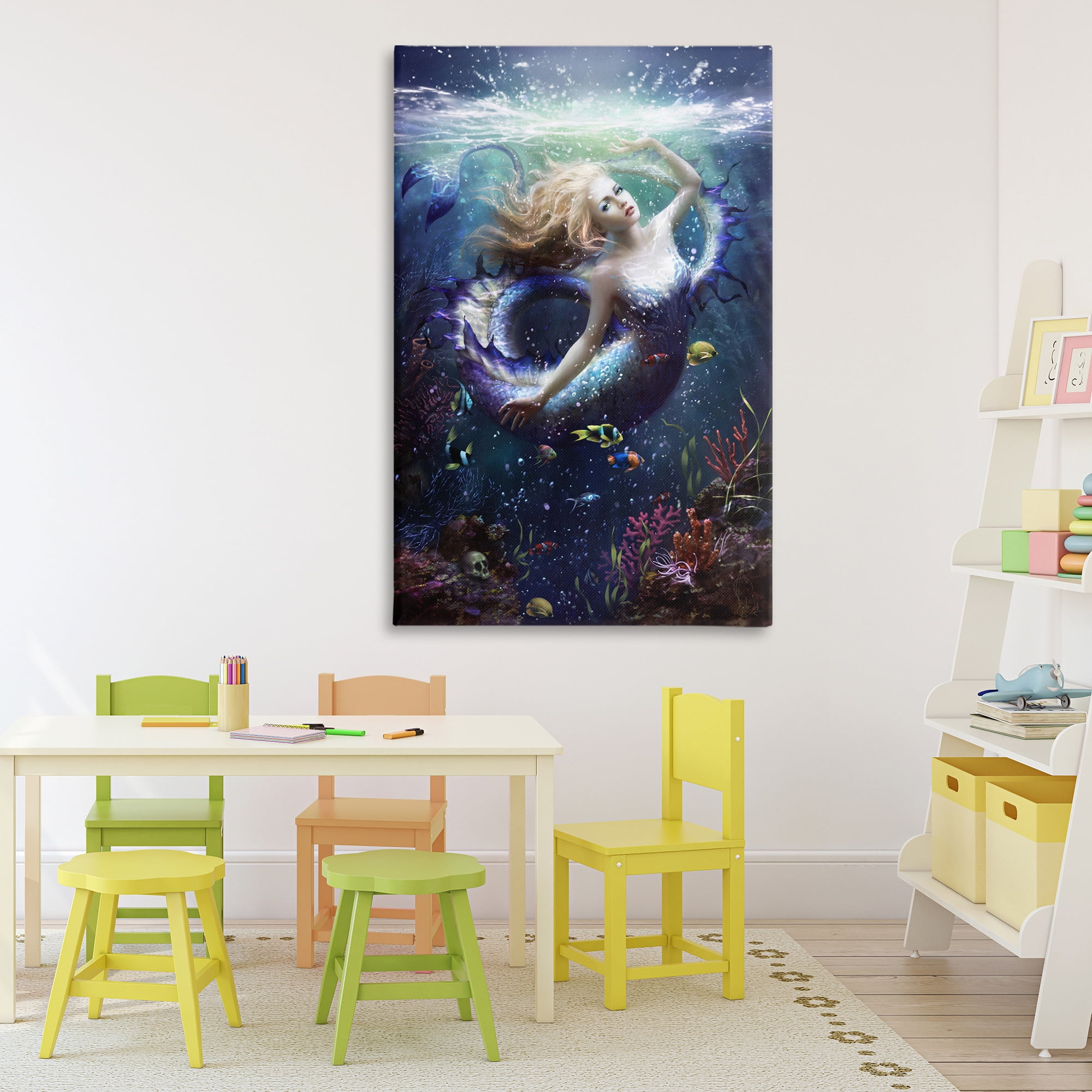 Stupell Industries Deep Sea Mermaid Canvas Wall Art, design by Melanie Delon