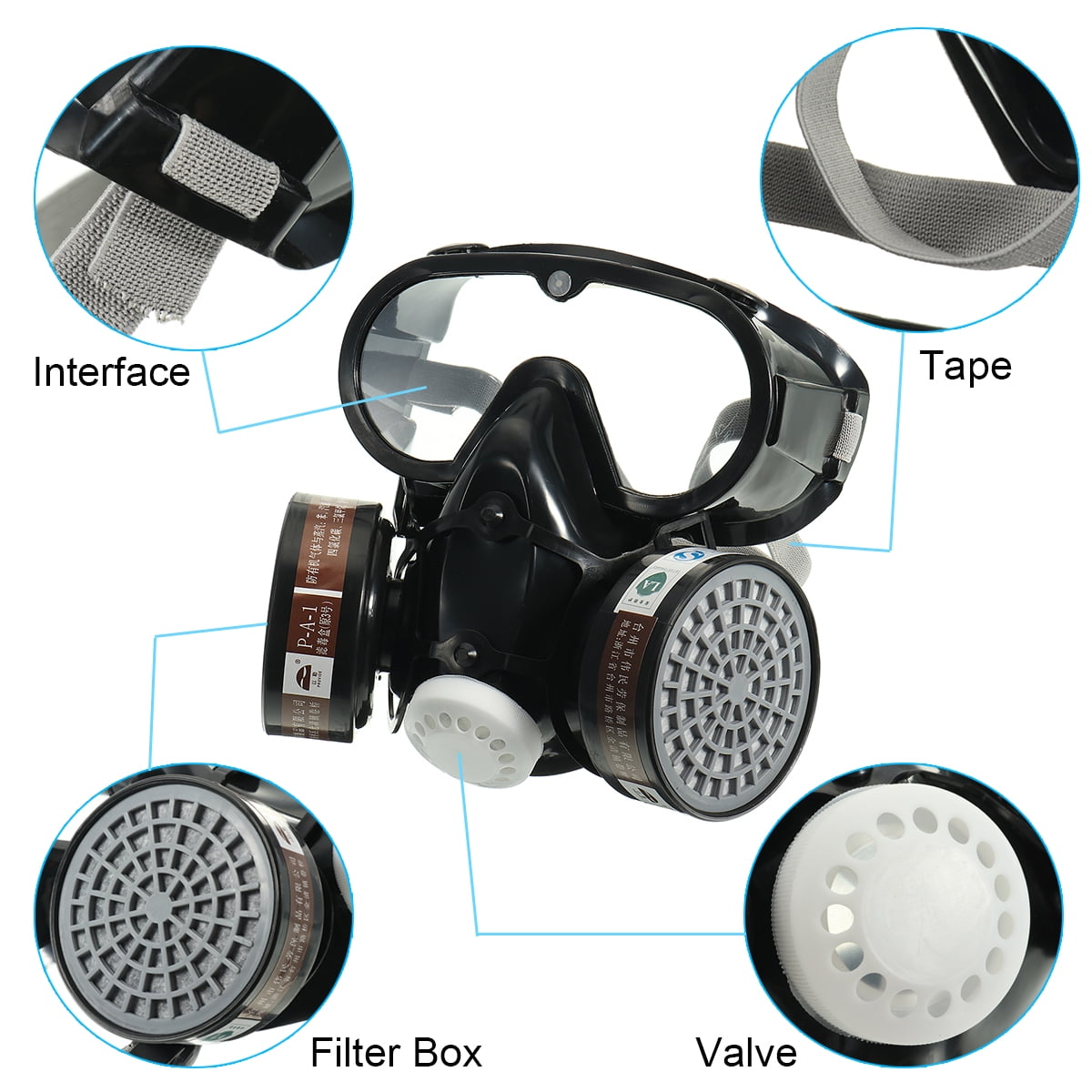 Full Face Gas Mask Safety Chemical AntiDust Filter Military Eye Goggle