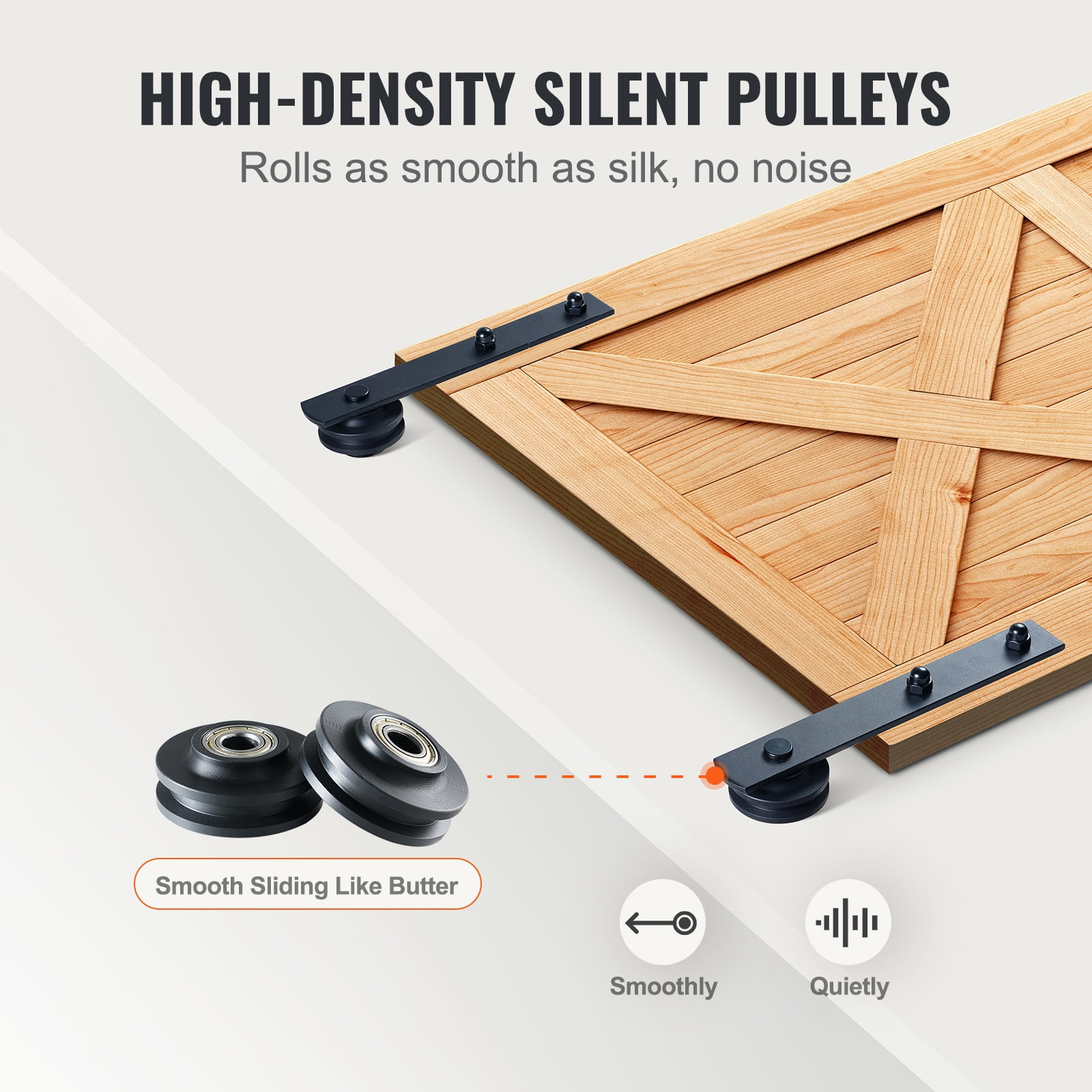 SKYSHALO 8FT Sliding Barn Door Hardware Set, Supports Up to 330LBS, Durable Track System for Single Door, Compatible with 3.7-4.3FT Width & 1.3"-1.8" Thickness Door Panels, Includes Quiet Rollers