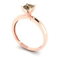 thumbnail image 2 of 0.5 ct Princess Cut Simulated Champagne Diamond Solitaire 18K Rose Gold Womens Engagement Ring, 2 of 5