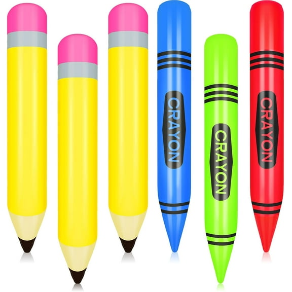 6 Pcs Back to Balloons Sets Include 27 Inch Penclis Balloon with 21.7 Inch Crayon Balloon for Back to Party Decoration Graduation Classroom Garden Room Birthday Party Decorations