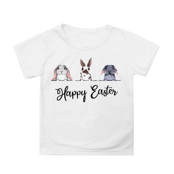 Aihuaihua Easter Shirts for Boys Girls Cute Bunny Tshirt Short Sleeve Kids Holiday Top for Easter Egg , Party, Casual Daily Clothes