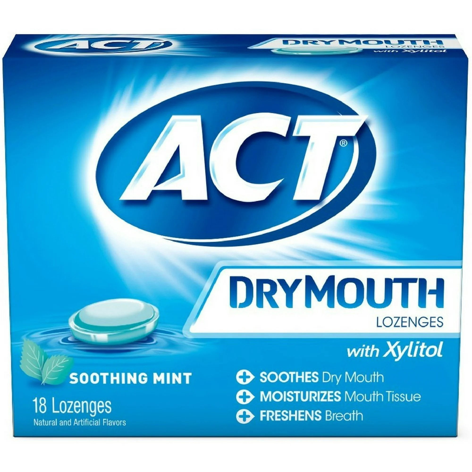 ACT Dry Mouth Soothing Mint Lozenges 18 ea (Pack of 3)