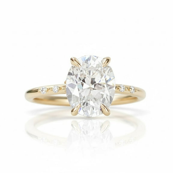 Jewelerix Elegant Oval Shape Engagement Ring 10K Yellow Gold Vermeil Sparkling Wedding Ring Moissanite Valentine's Gift for Her