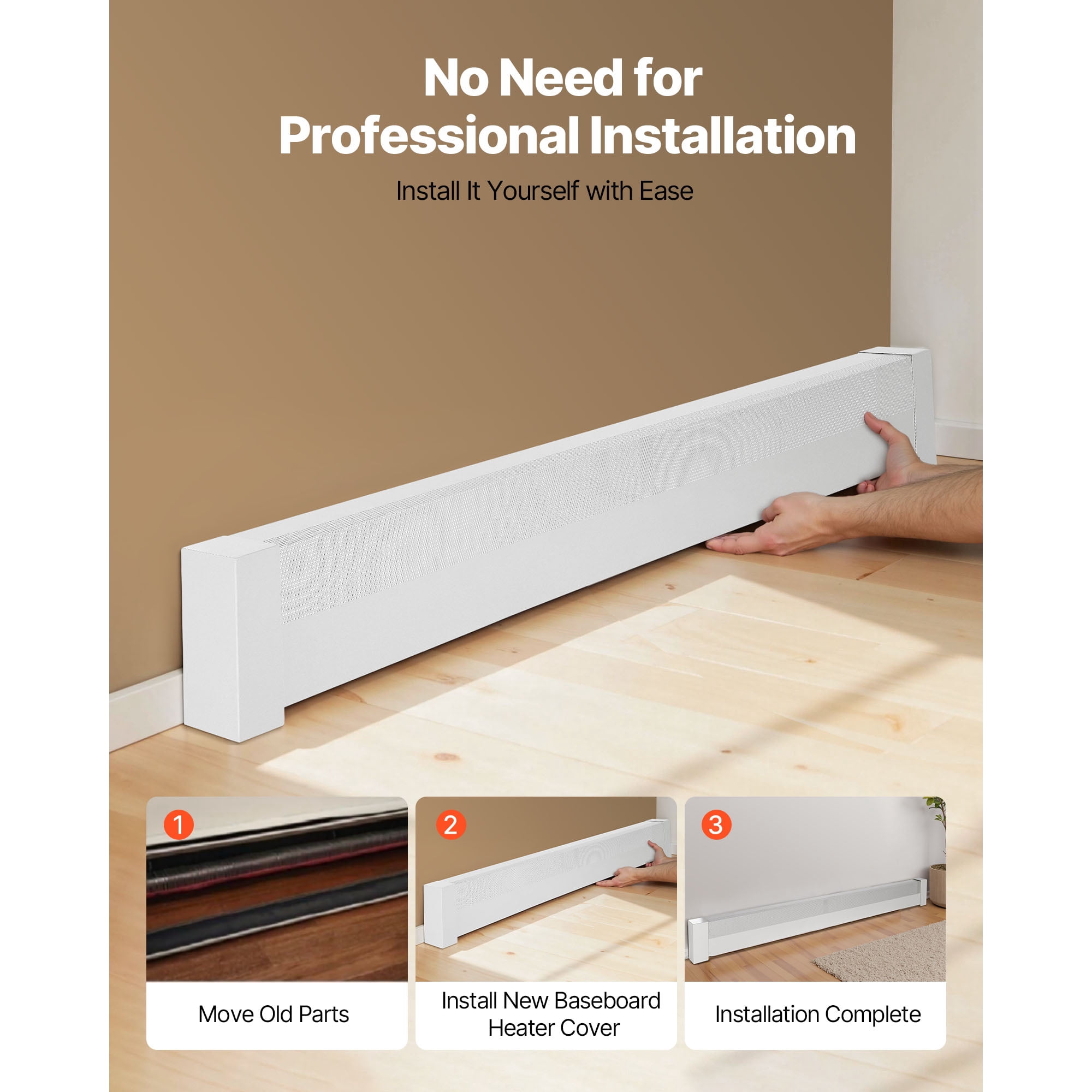KFFKFF Baseboard Heater Cover Q235A Steel 72.09 x 3.15 x 7.6 inch White