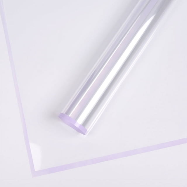 Zhuge Papel de vidrio, papel floral, a prueba de polvo, impermeable, transparente, borde de color, papel de embalaje floral, papel floral para ramo floral (morado)