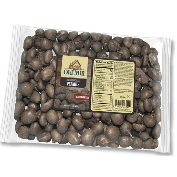 Old Mill Dark Chocolate Covered Peanuts Candy,  16 oz Bag