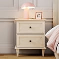 thumbnail image 5 of WAMPAT Farmhouse End Table with Charging Station, Rustic 2-Drawer Nightstand,Beige, 5 of 5