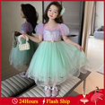 thumbnail image 2 of Vestido De Sirena Pequeña Para Niños Niña Princesa Ariel Lentejuelas Púrpura Verde Malla Halloween Navidad Regalo De Cumpleaños Fiesta Desgaste Terno, 2 of 4