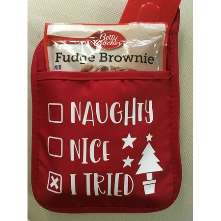 Naughty Nice I Tried Pocket Pot Holder With Brownie Mix Spatula Gift Set