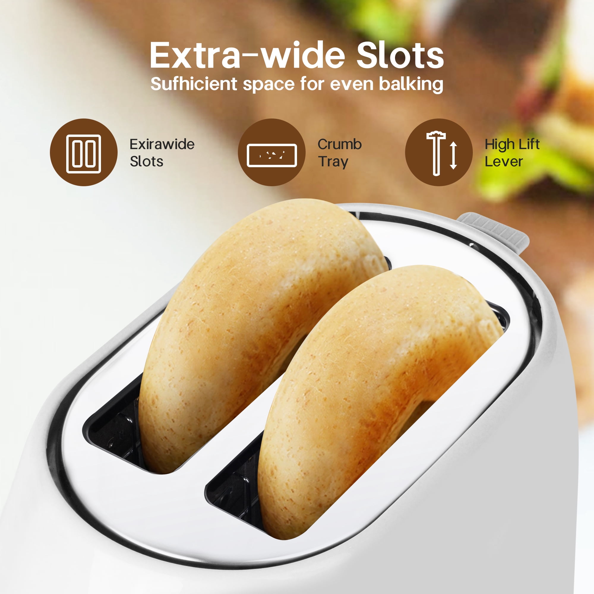 NBTX Toasters 2 Slice Wide Slot With 7-Shade Toast Settings, Slide-Out Crumb Tray, Auto-Shutoff, Faster Heating Speed, Toast Lift Perfect for Toasting Bread Bagels Waffles and Puff Pastry, Ash Gray