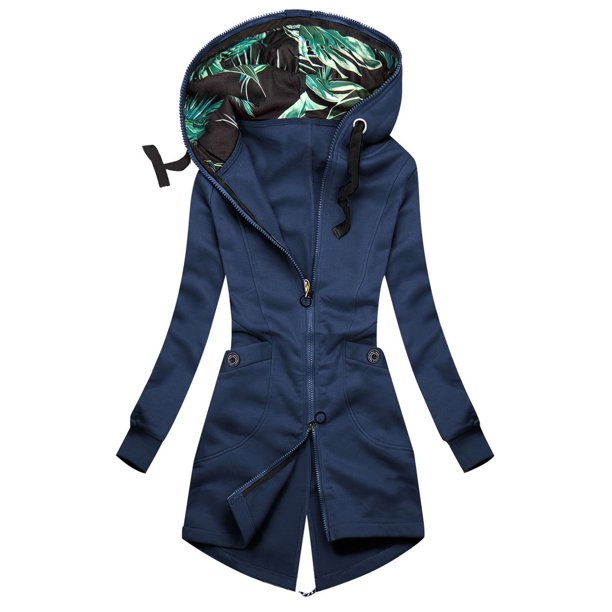 Moda Mujer Manga Larga Otoño Impresión Blusa Con Capucha Cárdigan Bolsillo Cremallera Abrigo Tops Odeerbi ODB-6