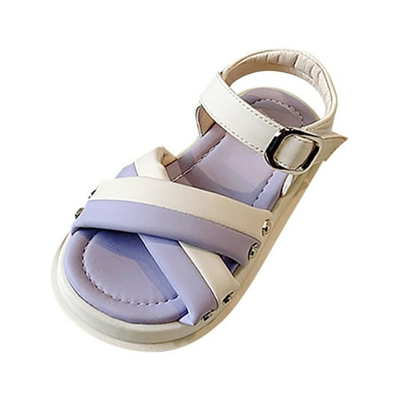 Otqutp Toddler Girls Rubber Sandals Adjusted Strap Buckle Barefoot Flat Wide Shoes Kids Non Slip Open Toe Formal Summer Shoes