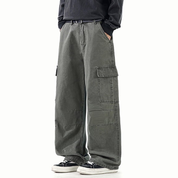 Baggy Cargo Pants Men Wide Leg Multi Pockets Soft Cargo Pants Durable Breathable Work Pants Casual Outdoor Work Streetwear Outfits Wear