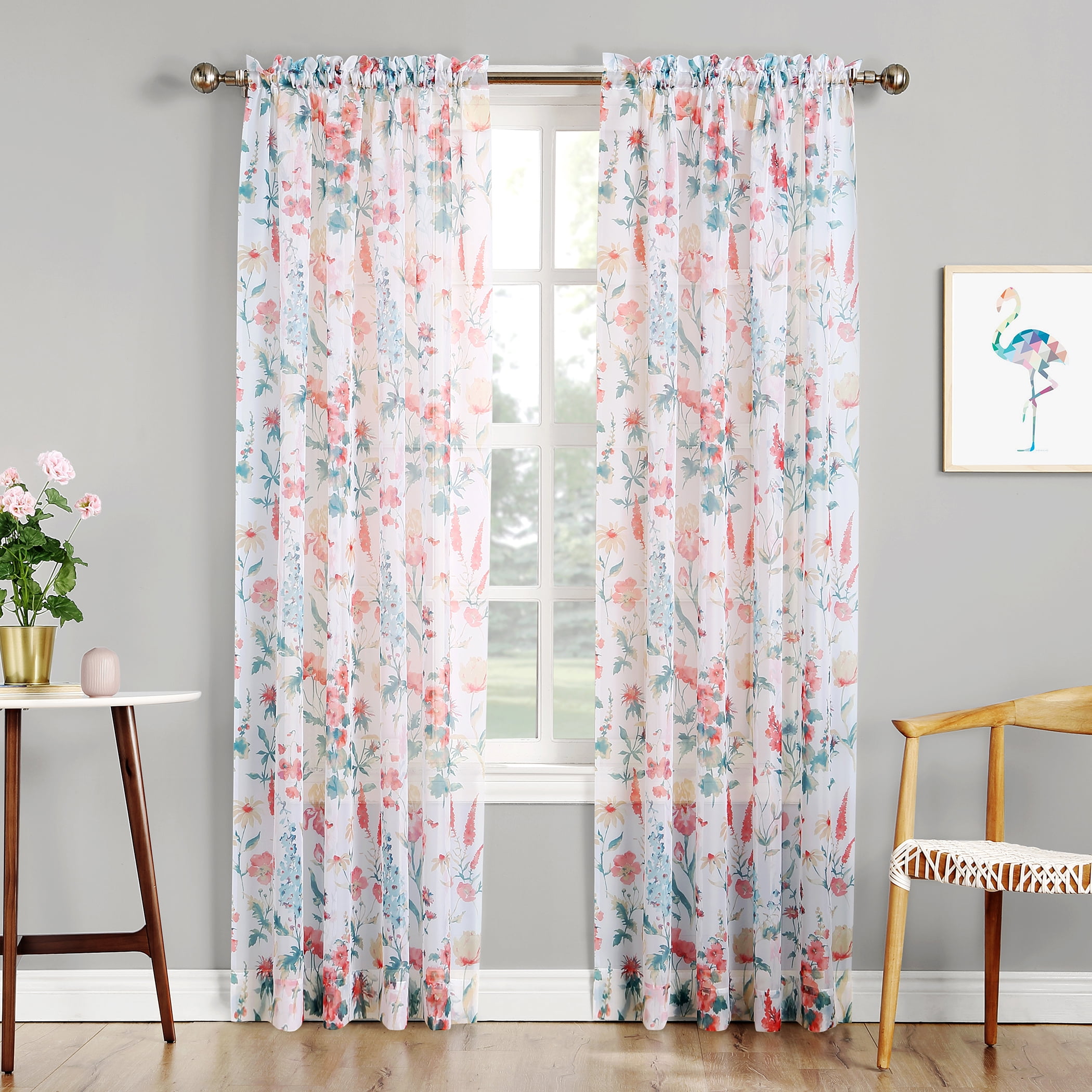 2PC New Curtain Solid Sheer Voile Window Panel  58" x 84" Available in 7 Colors 