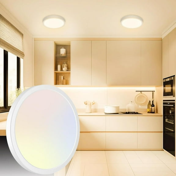 6.5 Inch LED Flush Mount Ceiling Light, Dimmable & 100W Equivalent Super Slim LED Ceiling Light, 3000K-6500K Selectable, 12W 1500Lm Round Light Fixture for Bedroom, Bathroom, Closet, Hallway