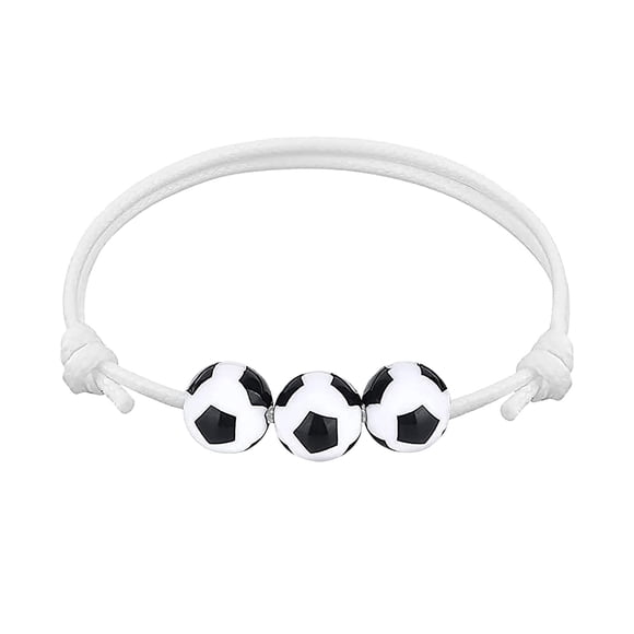 Bracelets de Charme de Soccer, Faveurs de Fête de Soccer, Bracelets de Soccer Noir Rouge Blanc Marron, Perles de Soccer Ajustables, Bracelet de Balle Inspirant pour Adolescents Adultes, Faveurs de Sport Anniversaire Soccer