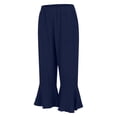 thumbnail image 4 of SONXAHE Women's Flare Hem Capris Elastic Waist Beach Daily Cropped Trousers, 4 of 8