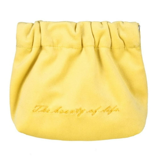 Vintage For Women Multifunctional Simple Small Velvet Travel Toiletry Bag Storage Bag Women Cosmetic Bag Lipstick Case YELLOW