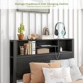 thumbnail image 4 of Twin Size Bed Frame with Storage Headboard & Charging Station, Metal Platform Bed with Built-In Bookcase, Space-Saving Design, No Box Spring Needed, Easy Assembly, Black, 4 of 9