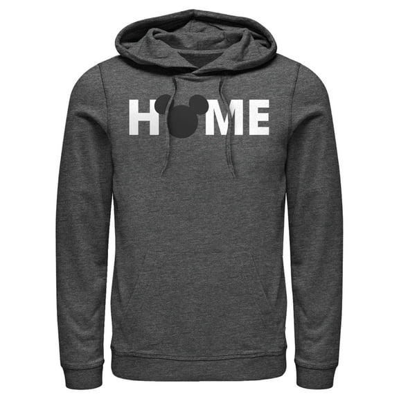 Men's Mickey & Friends Home Mickey Mouse Logo  Pull Over Hoodie Charcoal Heather Large