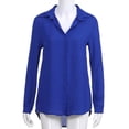 thumbnail image 5 of LYXSSBYX Long Sleeve Shirts for Women Plus Size Womens Ladies Chiffon Long Sleeve V-Neck Lapel Solid Color Blouses Summer Casual Tops, 5 of 6