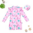 thumbnail image 2 of Zshosam Toddler Swim Suit Baby Girl One Piece Swimsuit Sunsuit with Zipper UPF 50+ Sun Protection Infant Swimwear Size 1T 2T,(Pink 1-2 Years), 2 of 9