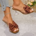 thumbnail image 6 of Xfvqtps Womens Transparent Sandals Bow Block Heel Chunky Clear Heel Slide Slippers Open Toe Summer Shoes with Bow Detail Casual Sandals, 6 of 9