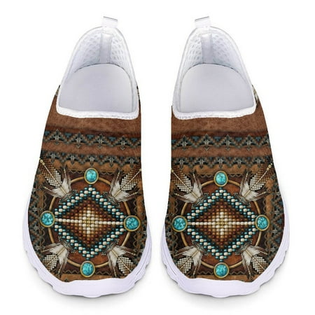 

Personalized African Tribal Feather Print Non-Slip No Lace Up Slip On Flats Lightweight Breathable Women s Sneakers