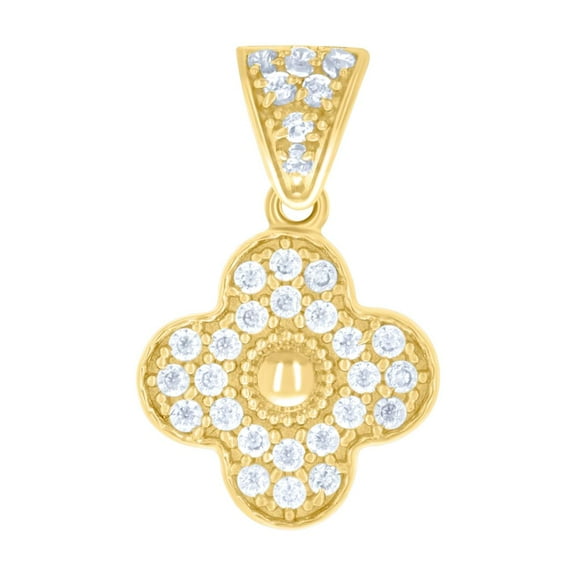 14k Yellow Gold Womens Cubic Zirconia Clover Good Luck Charm Pendant Necklace 19.3x12mm Wide Pendant for Women
