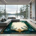 thumbnail image 2 of ODIKA 6'x9' Ultra-Soft Area Rug, Bathroom Classical Damask Vintage Watercolor Plume Border Ornamental None Washable, Bare feet friendly, Silk-Touch for Guest Room, Bedroom, 2 of 7