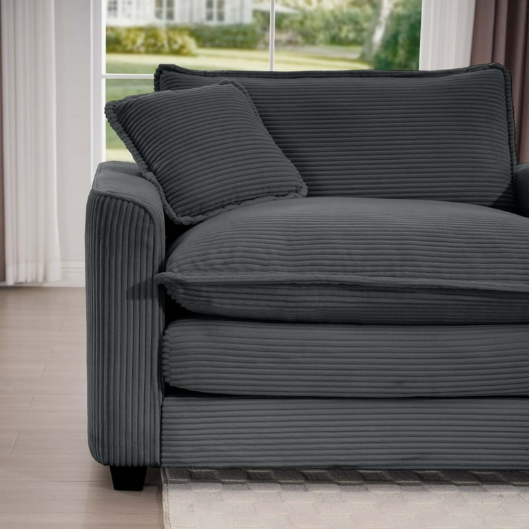114'' Oversized Modular Cushion Sofa with Portable Ottoman, L