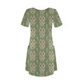 thumbnail image 5 of kytmyeq Women's Fashion Casual Printed With Pockets Bohemian Beach V-Neck Short Sleeve Dresses, 5 of 5