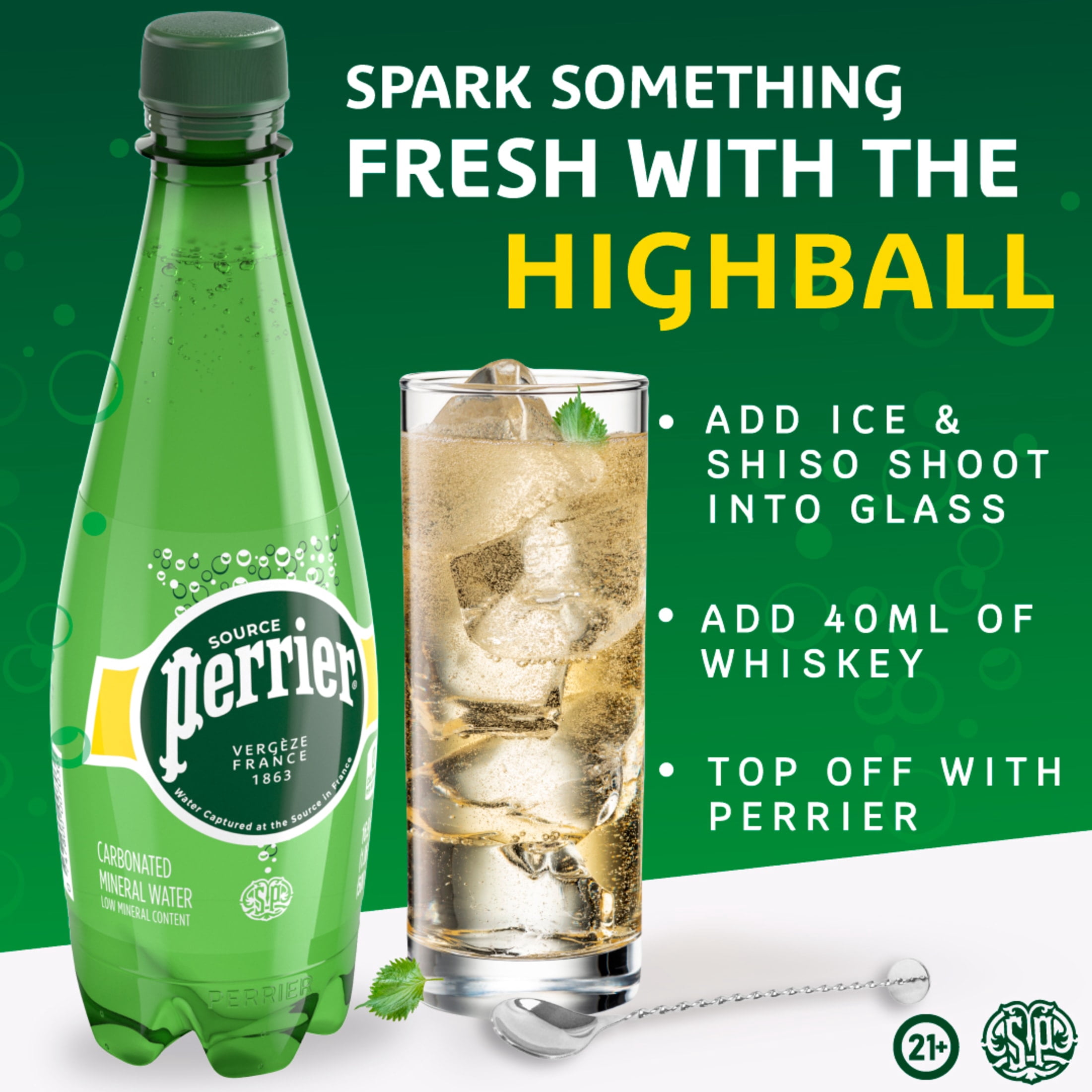 Perrier Sparkling Unflavored Mineral Water, 101.4 fl oz, 6 Pack Plastic Bottles