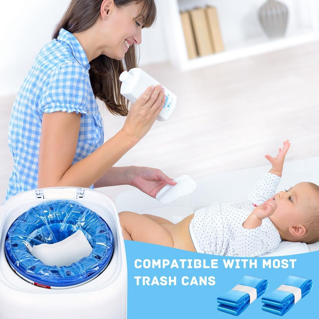 Nappy Bin Refill, Cat Litter Refills Bag, Diaper Bin Pail Disposal Bags Compatible with Most Diaper Pail, Genie Litter Refill Cartridge 4 Pack