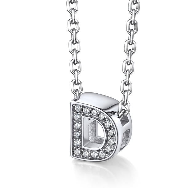 Collar inicial Silvora mujer♥ plata esterlina letra D circonita cúbica
