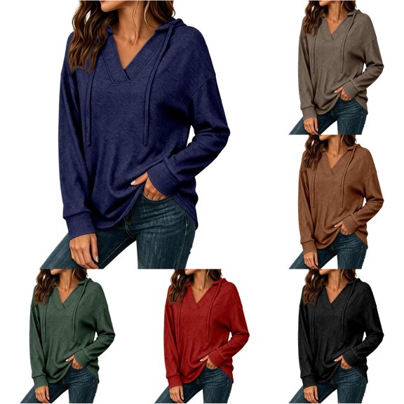 Kingdiese Womens Stylish Long Sleeve Solid Color Hoodie For Women - Casual Sweatshirt With Front Pocket And Comfortable Fit Zip Front Sweatshirts Women, Size L