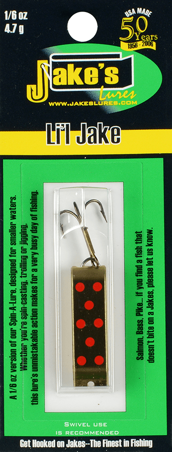 (2 pack) Jake's Spin-A-Lure 1/6oz Gold w Red Dots