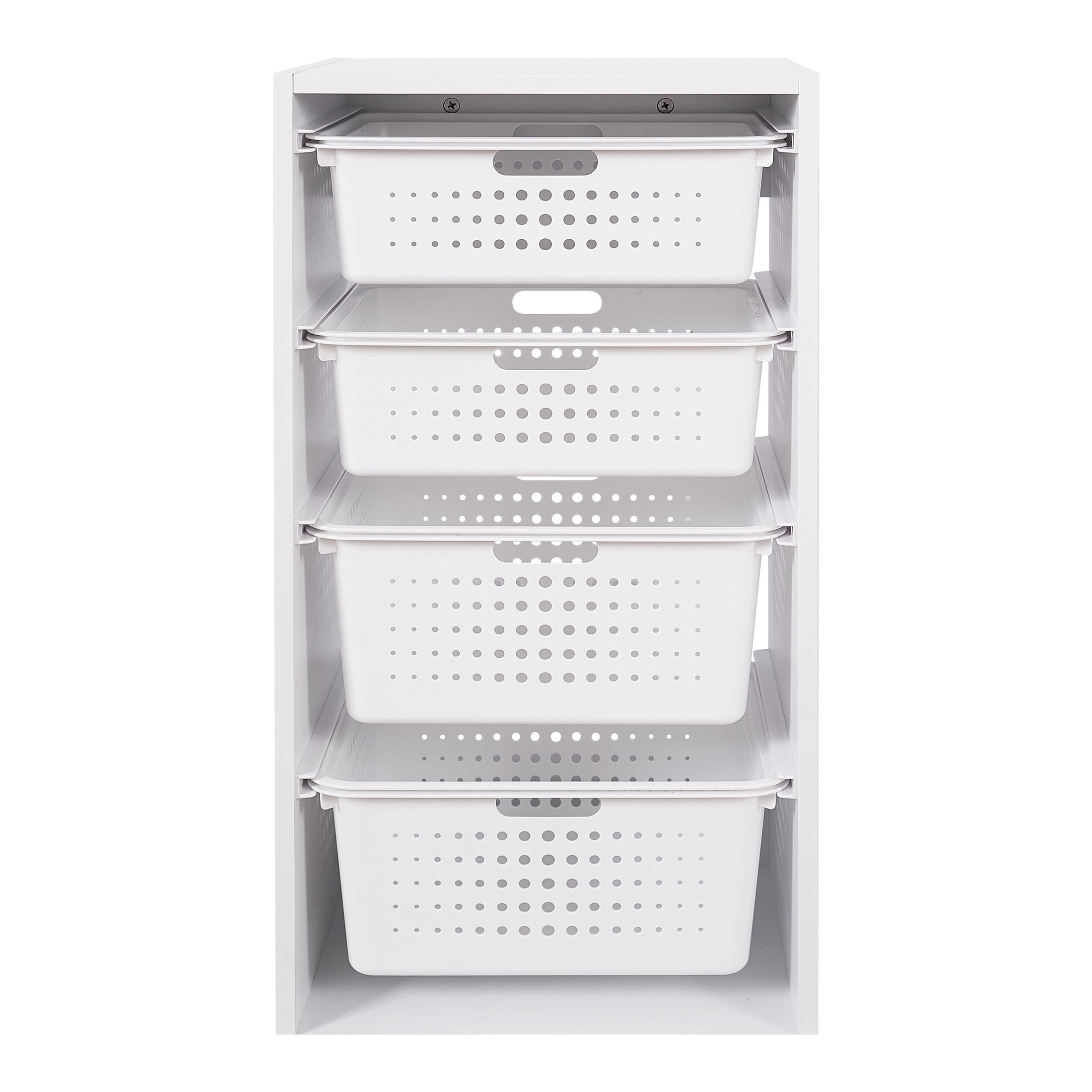 Your Zone Kids Sliding Bin Organizer with 4 Storage Bins, White, Age 3+  (图2)