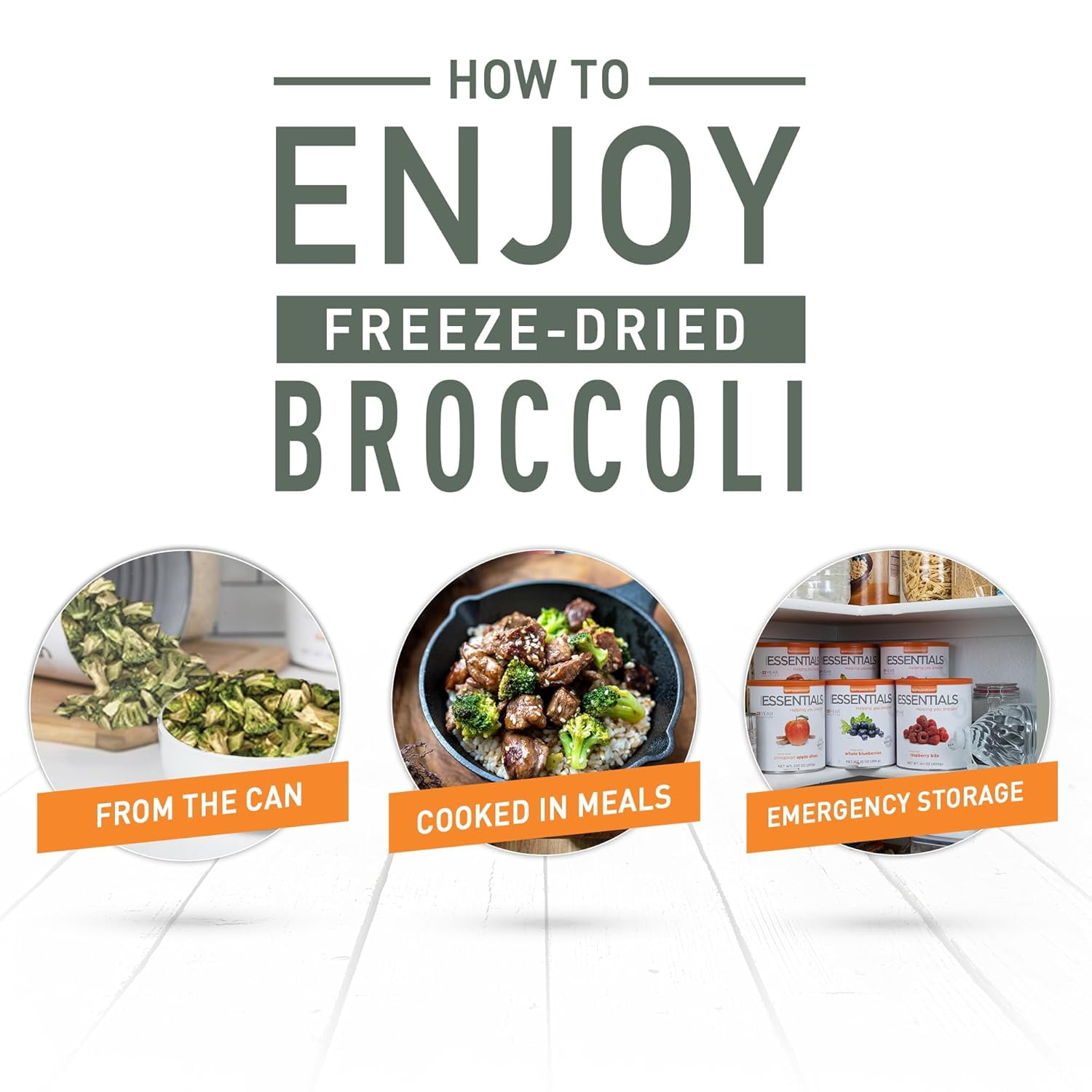 Emergency Essentials Freeze-Dried Broccoli #10 Can, Freeze-Dried Vegetables, Broccoli, Emergency Nutritious Bulk Food Cans, Long 30-Year Shelf Life