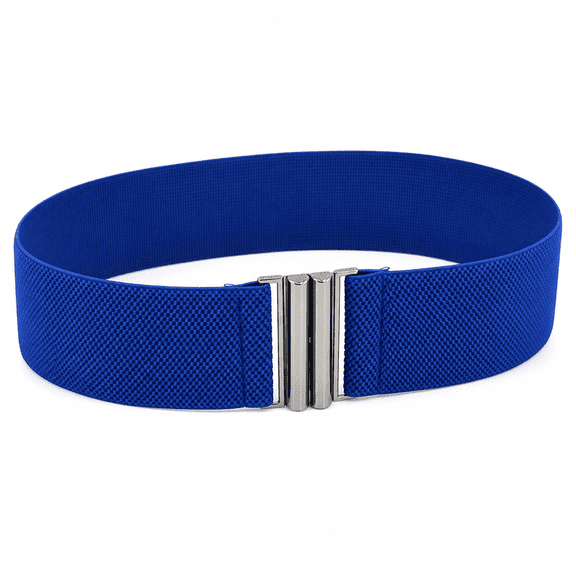 FLORNIX Stretch Belts for Women Plus Size Elastic Wide Waist Belts for Jeans Pants Dress Lady Fashion Waistband with Metal Buckle, Blue