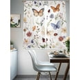 thumbnail image 5 of Spring Pastoral Botanical Semi Sheer Curtains 72 Inch Length 2 Panels Set, Farmhouse Butterfly Floral Sheer Kitchen Curtain Privacy Voile Window Curtain for Living Room Bedroom Rod Pocket Drapes, 5 of 7