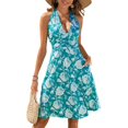 thumbnail image 2 of Siilsaa Flowy Dress Women Summer Casual Sleeveless Sundress Aline Flowy Tiered Maxi Long Beach Dress Vacation Outfits Blue,L, 2 of 5