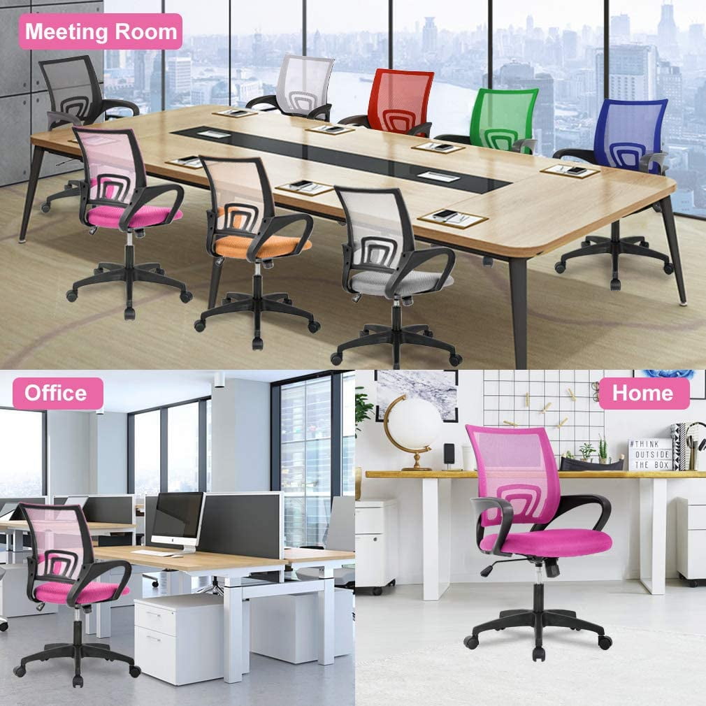 BestOffice Ergonomic Office Chair, Lumbar Support, Adjustable Height with Armrests for Adults(Pink)